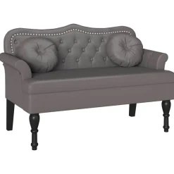 Bancs-vidaXL Banc Chesterfield 120,5 x 65 x 75 cm Simili cuir Gris