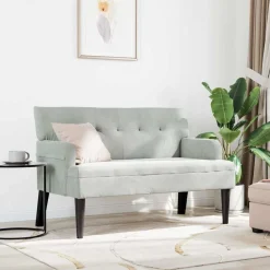Bancs-vidaXL Banc Chesterfield 112 x 65,5 x 75 cm Velours Gris clair