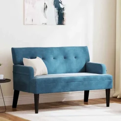 Bancs-vidaXL Banc Chesterfield 112 x 65,5 x 75 cm Velours Bleu