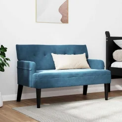 Bancs-vidaXL Banc Chesterfield 112 x 65,5 x 75 cm Velours Bleu