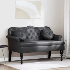 Bancs-vidaXL Banc Chesterfield 120,5 x 65 x 75 cm Simili cuir Noir
