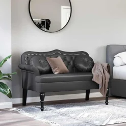 Bancs-vidaXL Banc Chesterfield 120,5 x 65 x 75 cm Simili cuir Noir