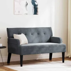 Bancs-vidaXL Banc Chesterfield 112 x 65,5 x 75 cm Velours Gris foncé