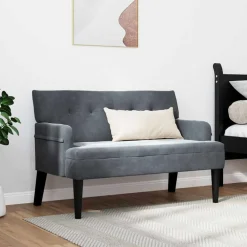 Bancs-vidaXL Banc Chesterfield 112 x 65,5 x 75 cm Velours Gris foncé