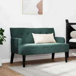 Bancs-vidaXL Banc Chesterfield 112 x 65,5 x 75 cm Velours Vert foncé