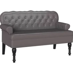 Bancs-vidaXL Banc Chesterfield 119,5 x 64,5 x 75 cm Cuir synthétique Gris