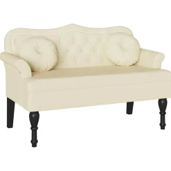 Bancs-vidaXL Banc Chesterfield Crème 120,5 x 65 x 75 cm Simili cuir Crème