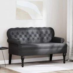 Bancs-vidaXL Banc Chesterfield 119,5 x 64,5 x 75 cm Cuir synthétique Noir