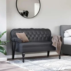 Bancs-vidaXL Banc Chesterfield 119,5 x 64,5 x 75 cm Cuir synthétique Noir