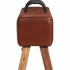 vidaXL Banc cheval d'arçon vintage Cuir véritable de chèvre