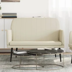 Bancs-vidaXL Banc Crème 107x80x81 cm Similicuir Cr&egrave;me