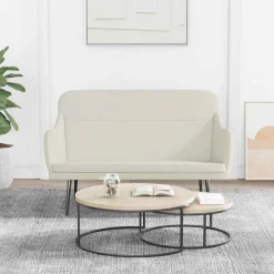 Bancs-vidaXL Banc Crème 110x76x80 cm Velours Cr&egrave;me