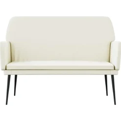 Bancs-vidaXL Banc Crème 108x79x79 cm Velours Cr&egrave;me