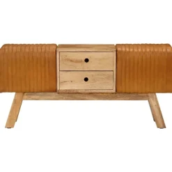 vidaXL Banc de bok Marron 107 cm Cuir de chèvre véritable