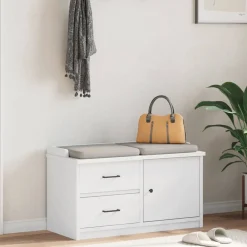 Bancs-vidaXL Banc de couloir SANDNES 87x40x50 cm bois de pin massif Blanc