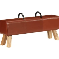 vidaXL Banc de gymnastique marron 110 cm cuir véritable