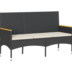 vidaXL Banc de jardin à 3 places avec coussins résine tressée