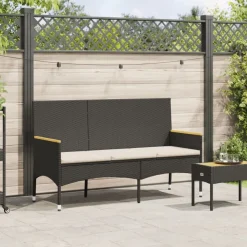 vidaXL Banc de jardin à 3 places avec coussins résine tressée