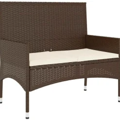 vidaXL Banc de jardin à 2 places avec coussins Résine tressée