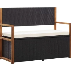 Mobilier De Jardin-vidaXL Banc de jardin 115 cm Résine tressée et bois d'acacia Noir