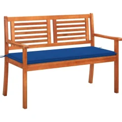 vidaXL Banc de jardin 2 places avec coussin 120 cm Bois d'eucalyptus