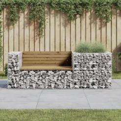 Mobilier De Jardin-vidaXL Banc de jardin avec panier en gabion bois de pin imprégné Marron foncé