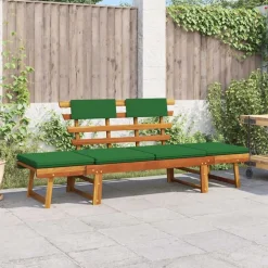 vidaXL Banc de jardin avec coussins 2-en-1 190 cm Bois solide d'acacia