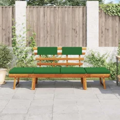vidaXL Banc de jardin avec coussins 2-en-1 190 cm Bois solide d'acacia