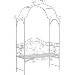 Mobilier De Jardin-vidaXL Banc de jardin antique 121 x 48 x 200 cm Acier Blanc
