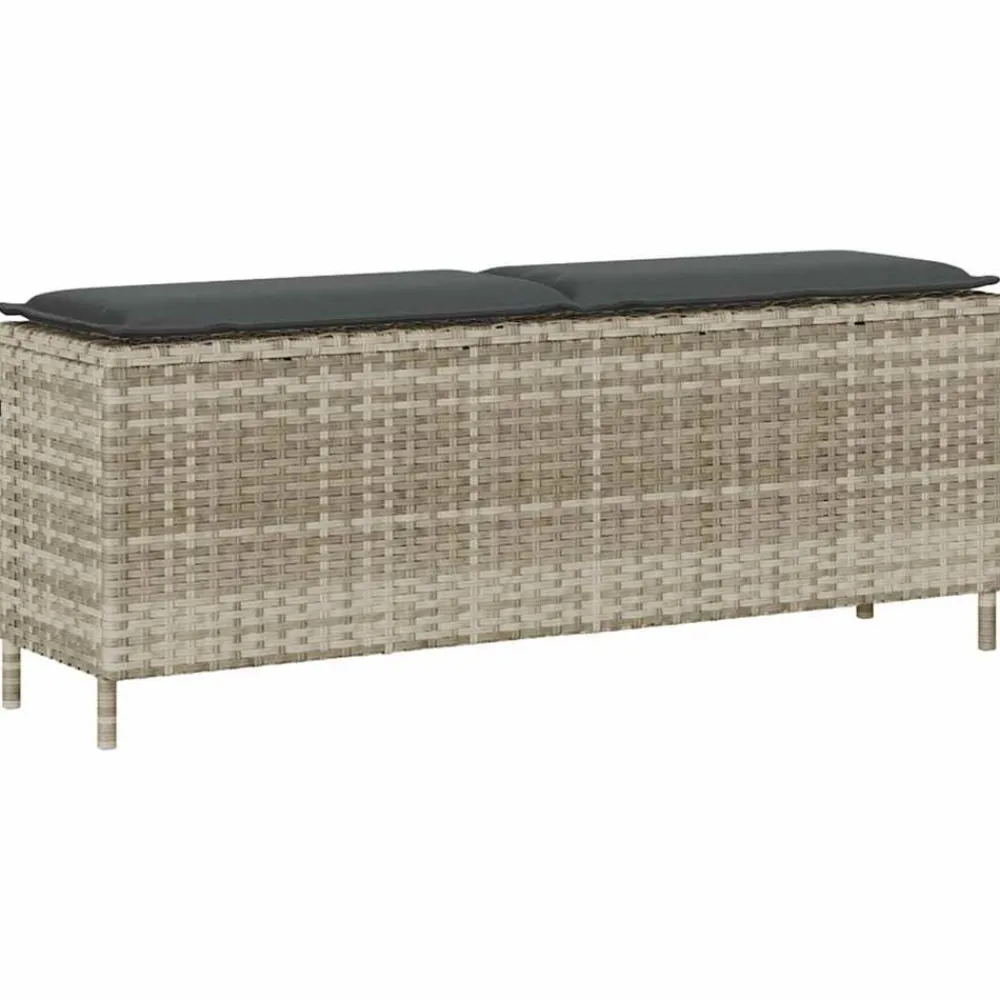 vidaXL Banc de jardin coussin gris clair 110x30x40,5 cm résine tressée
