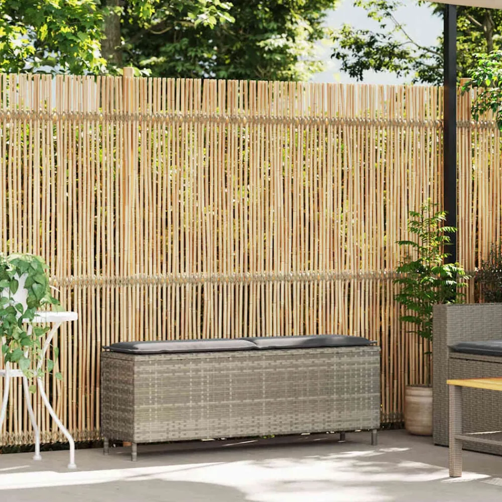 vidaXL Banc de jardin coussin gris clair 110x30x40,5 cm résine tressée