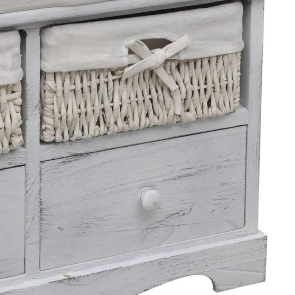 Bancs-vidaXL Banc de rangement Blanc 62x33x42 cm Bois de paulownia