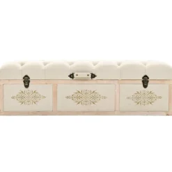 vidaXL Banc de rangement 110 cm Crème Bois de sapin massif et tissu