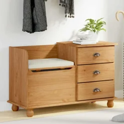 Bancs-vidaXL Banc de rangement avec tiroir ASKIM 100 x 39 x 62 cm Marron