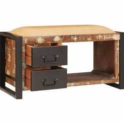 Bancs-vidaXL Banc de rangement Bois massif de récupération Multicolore