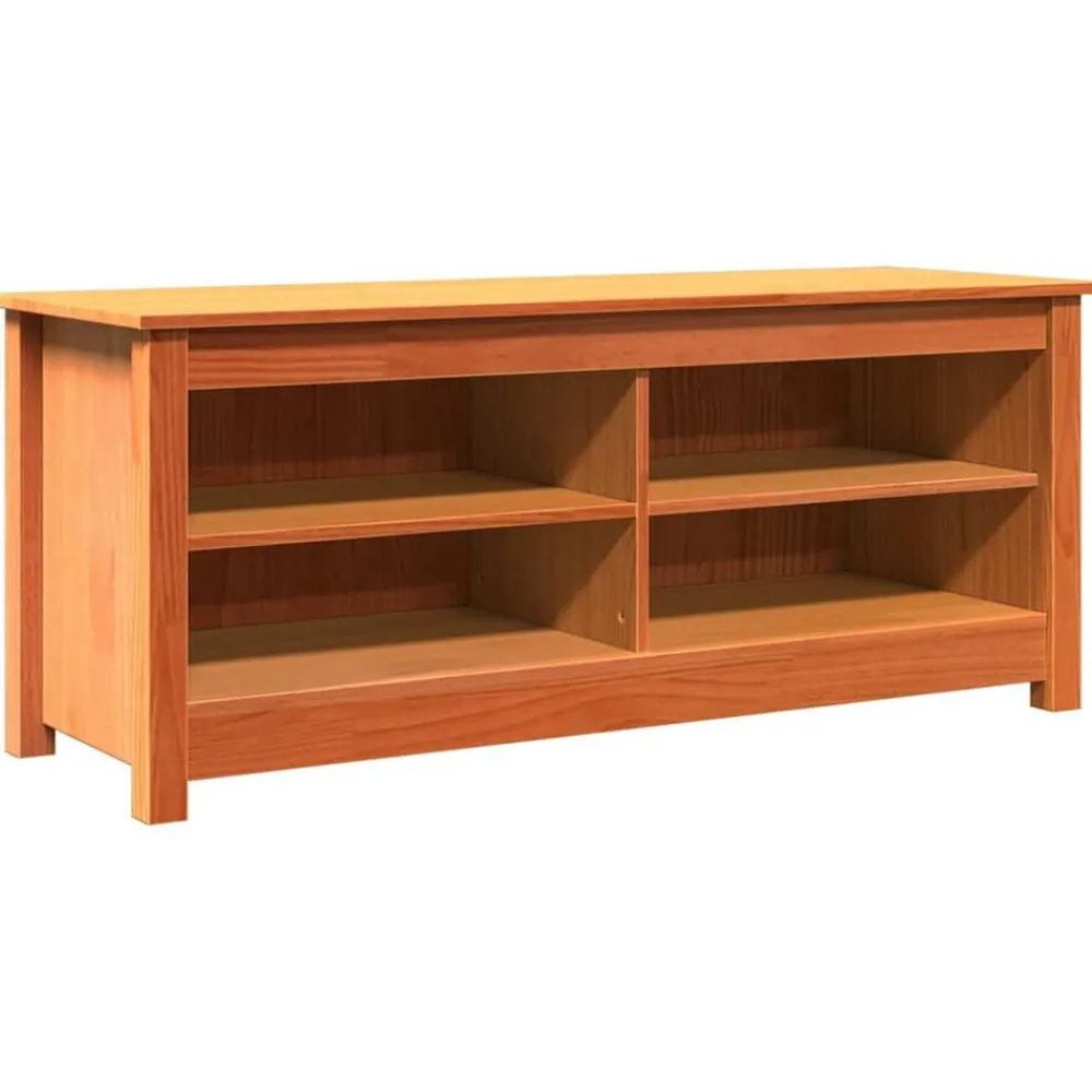 Produits Ménagers-vidaXL Banc de rangement Brun cire 110 x 38 x 45,5 cm Pin massif Marron cire