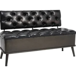 Bancs-vidaXL Banc de rangement avec dossier 110 cm Similicuir Noir