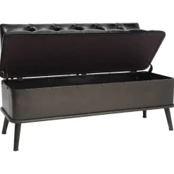 Bancs-vidaXL Banc de rangement avec dossier 110 cm Similicuir Noir