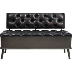 Bancs-vidaXL Banc de rangement avec dossier 110 cm Similicuir Noir