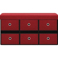 vidaXL Banc de rangement pliable Bordeaux 76x38x38 cm Faux lin