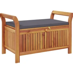 vidaXL Banc de rangement de jardin avec coussin 91 cm Bois d'acacia