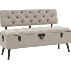 vidaXL Banc de rangement avec dossier 110 cm Crème Tissu