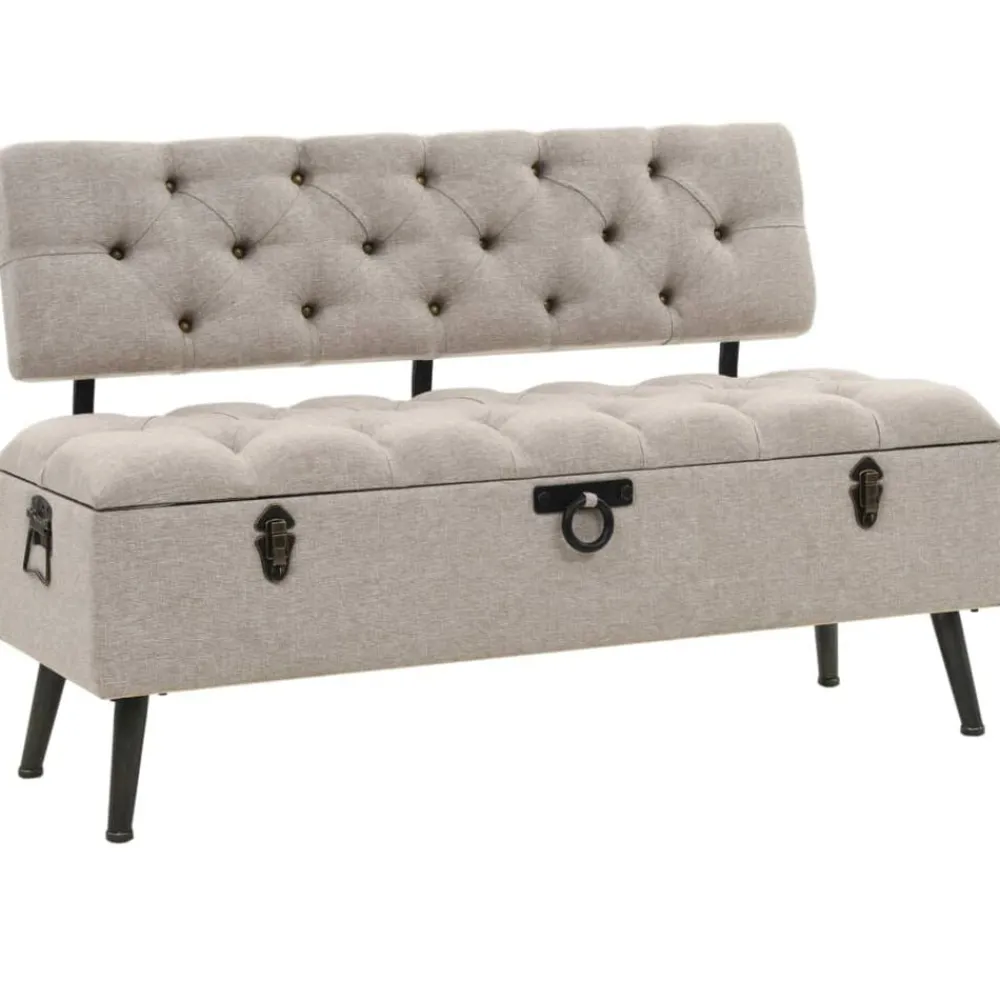 vidaXL Banc de rangement avec dossier 110 cm Crème Tissu