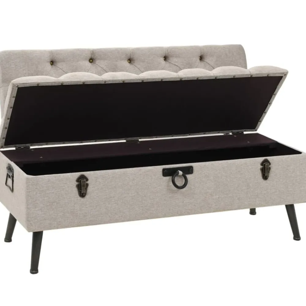vidaXL Banc de rangement avec dossier 110 cm Crème Tissu
