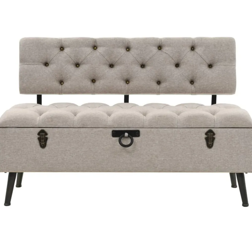vidaXL Banc de rangement avec dossier 110 cm Crème Tissu