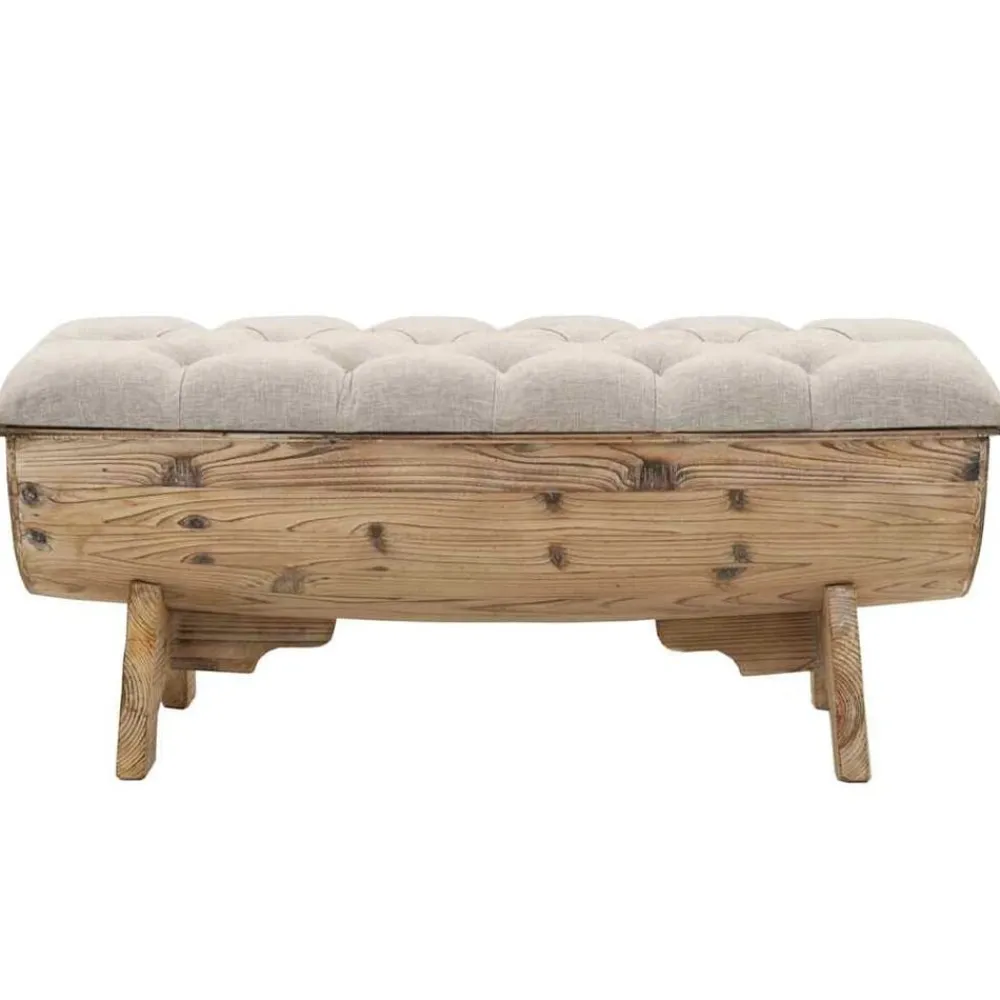 Bancs-vidaXL Banc de rangement Bois massif et tissu 103 x 51 x 44 cm