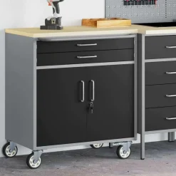 Accessoires De Quincaillerie-vidaXL Banc de travail avec tiroir et gris 75 x 45 x 85 cm Noir