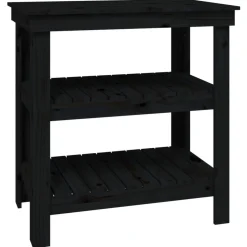Accessoires De Quincaillerie-vidaXL Banc de travail 78,5x50x80 cm Bois de pin massif Noir