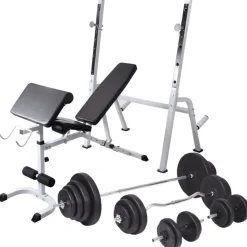 vidaXL Banc d'entraînement avec support de poids jeu d'haltères 120 kg