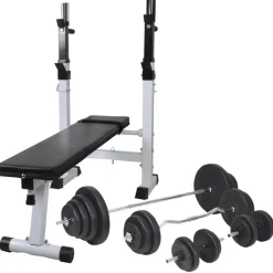 vidaXL Banc d'entraînement avec support de poids jeu d'haltères 120 kg